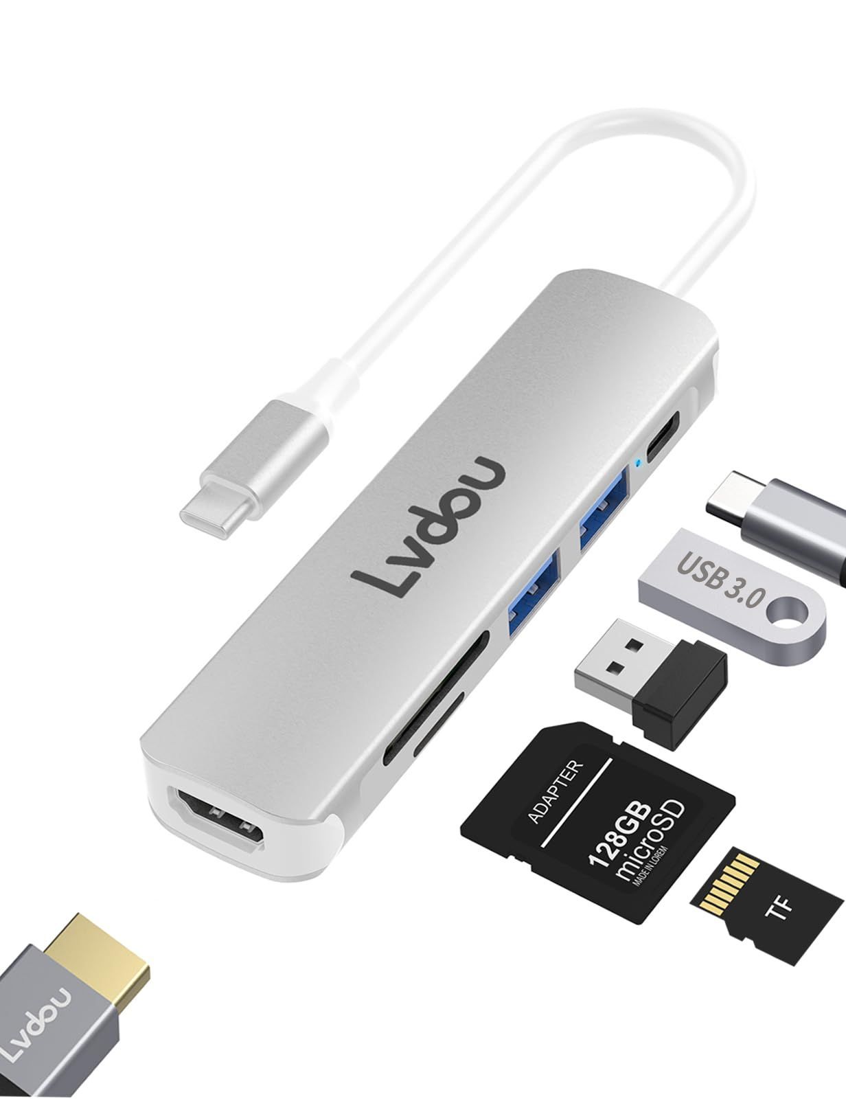 【数量限定】USB C ハブ 6-in-1 Type-C アダプタ｜100W PD充電・4K HDMI・MicroSD/SDカードリーダー・USB 3.0ポート搭載｜MacBook Pro/Air (2016-2024)、iPad Pro (2018-2024