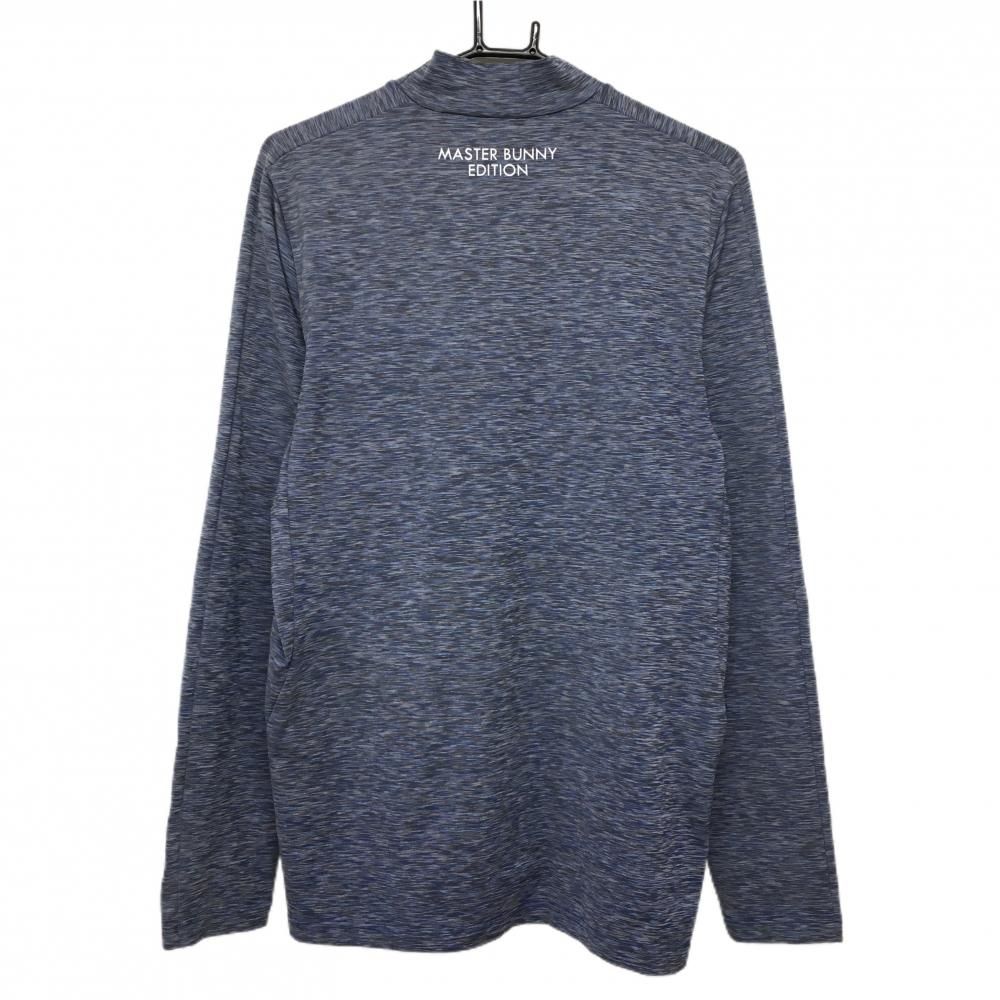 超美品】マスターバニー 長袖ハイネックシャツ 杢ネイビー 総柄 ロゴ