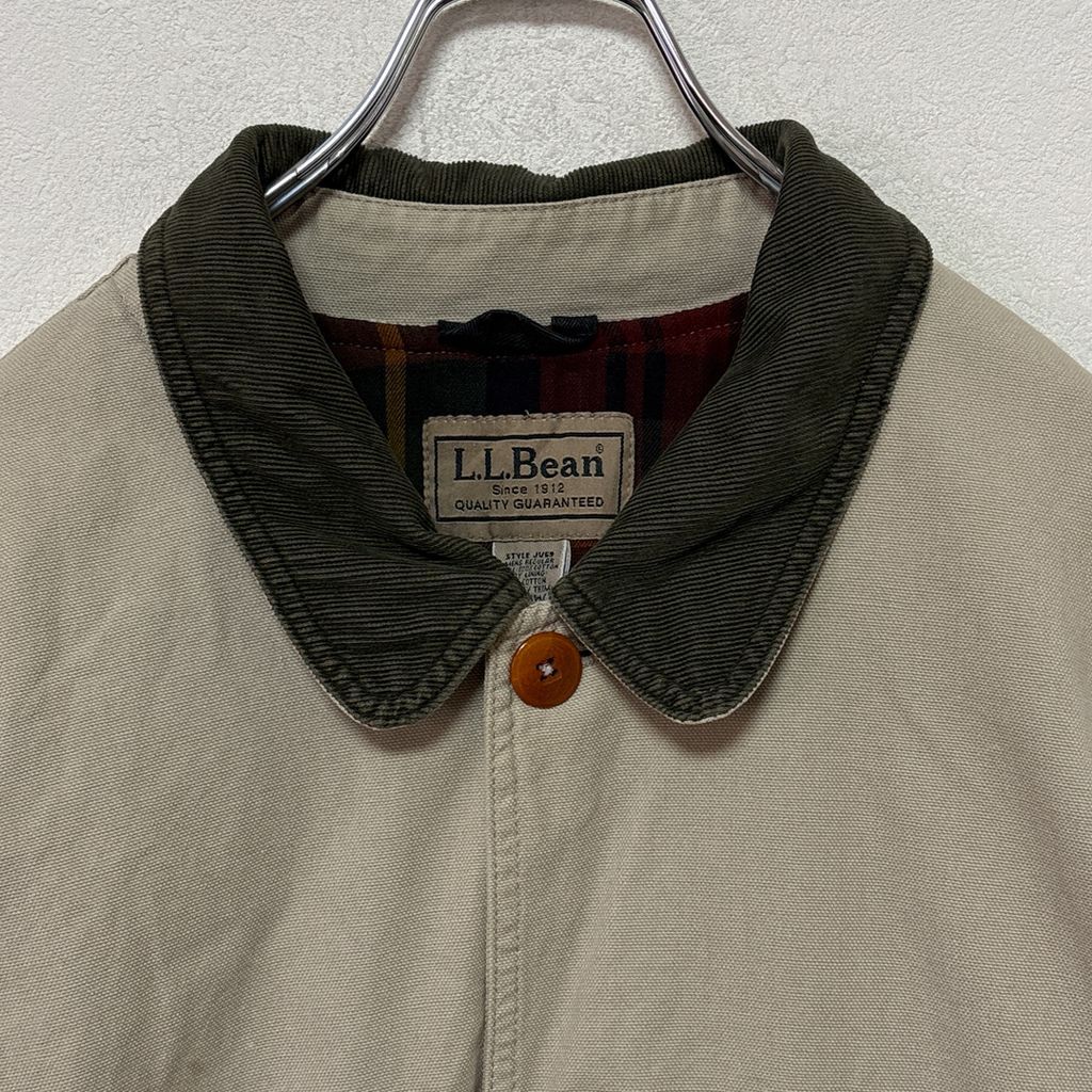 L.L.Bean】 裏地チェック ガンパッチ付き コーデュロイ襟ダック