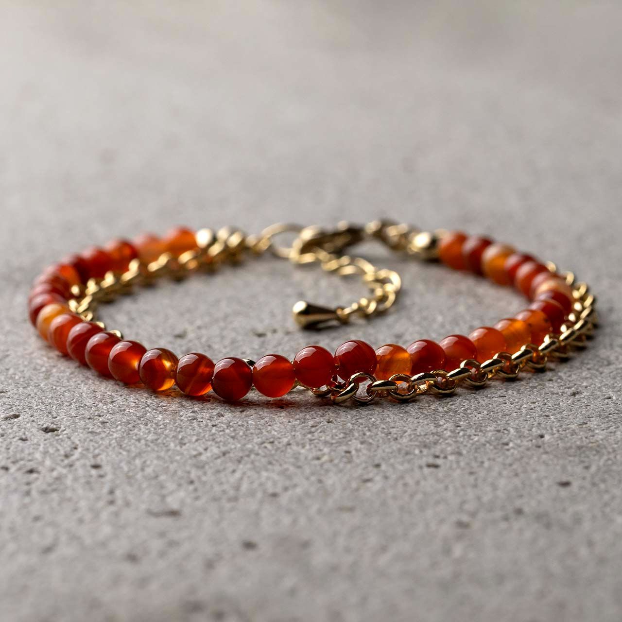 サードオニキス 4mm / デザインチェーン 2連ブレスレット 天然石