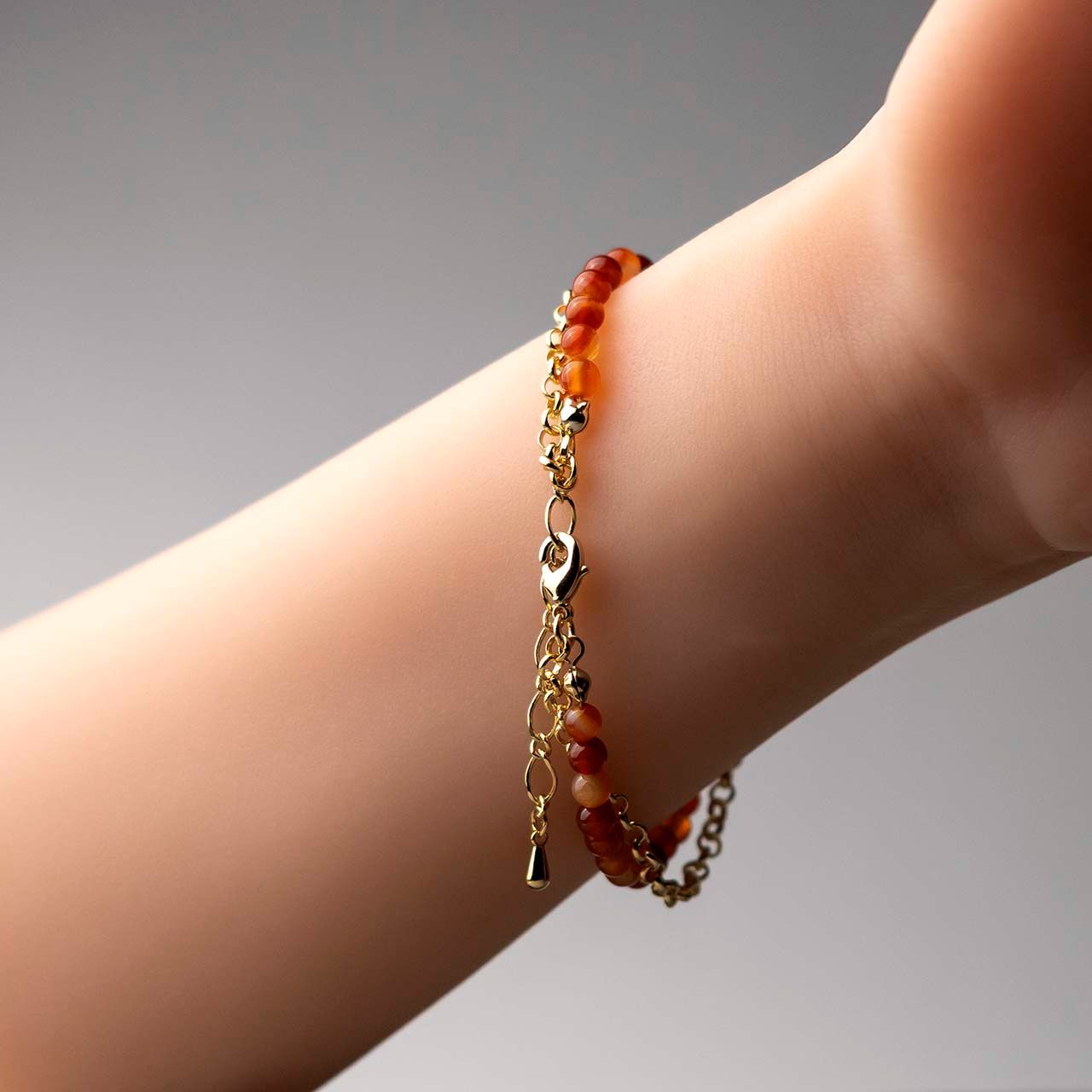 サードオニキス 4mm / デザインチェーン 2連ブレスレット 天然石