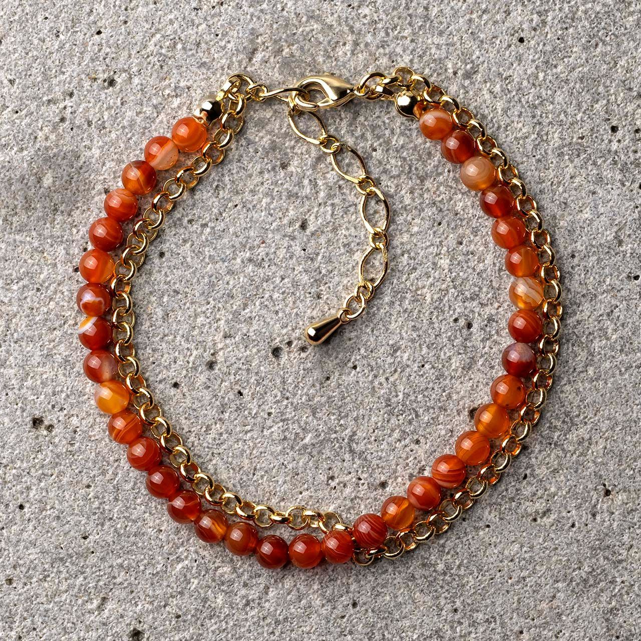 サードオニキス 4mm / デザインチェーン 2連ブレスレット 天然石