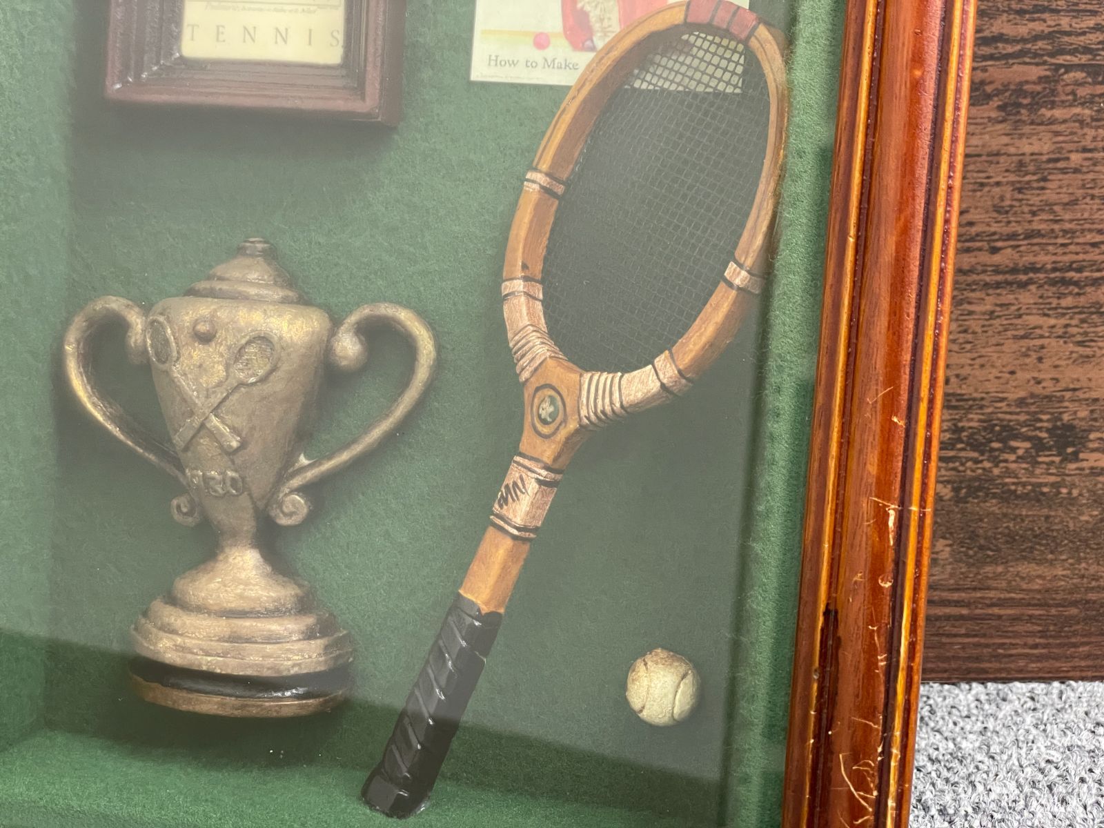 ◆激レア！テニス◆ ヴィンテージ壁掛け◆額縁◆オブジェ◆ディスプレイ◆ラケット史 希少】アンティーク/ヴィンテージ テニスヒストリー ミニチュア 額縁