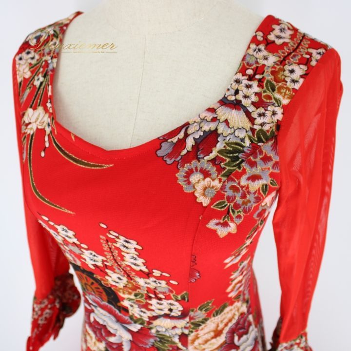 社交ダンス 衣装 スタンダード ドレス ワンピース パーティ衣装 レッド