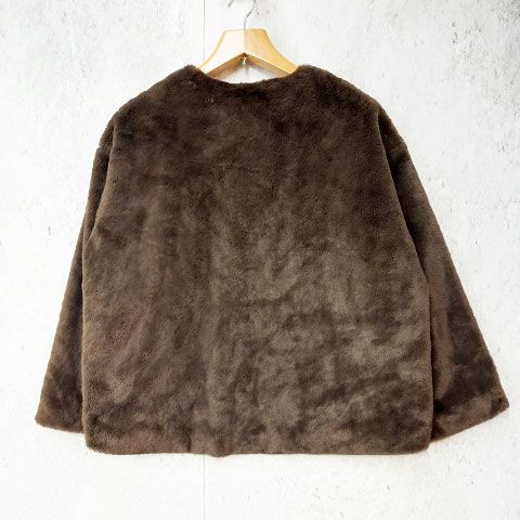 ノーカラーウールショートコート(茶)秋/冬 ベーシックアウター 