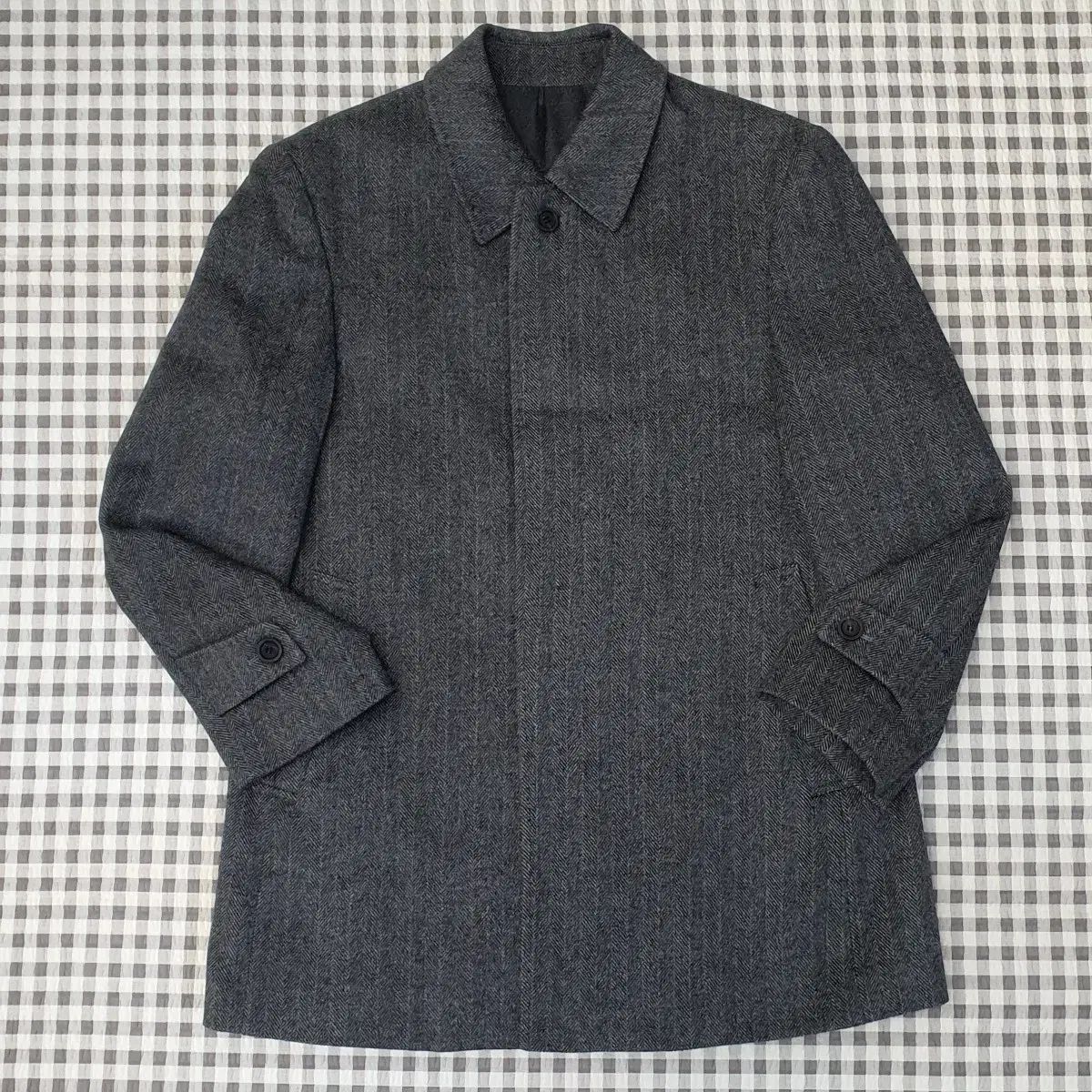 GGIO2 割引 ウール100 ヘリンボーン ハーフ コート メンズ95サイズ