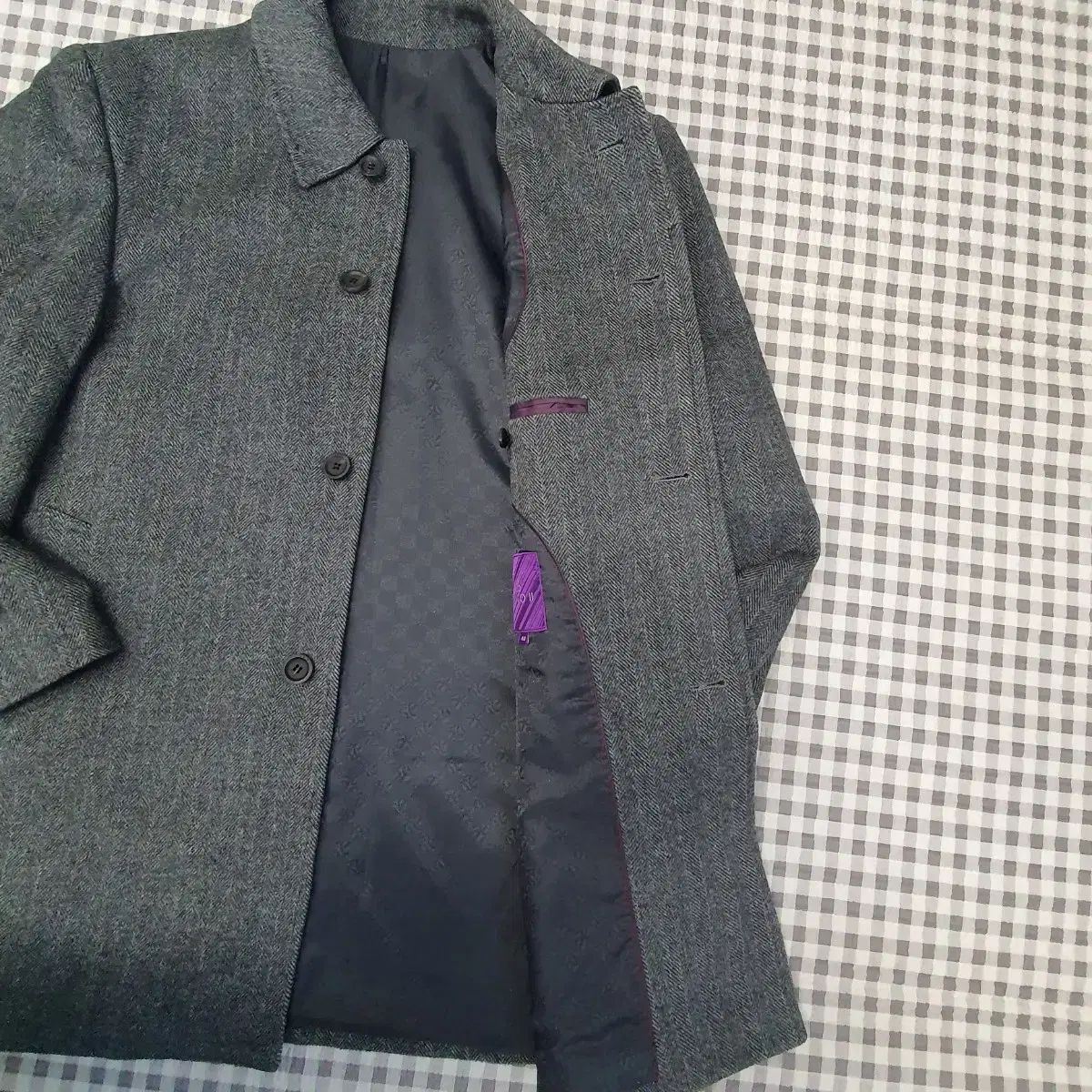 GGIO2 割引 ウール100 ヘリンボーン ハーフ コート メンズ95サイズ