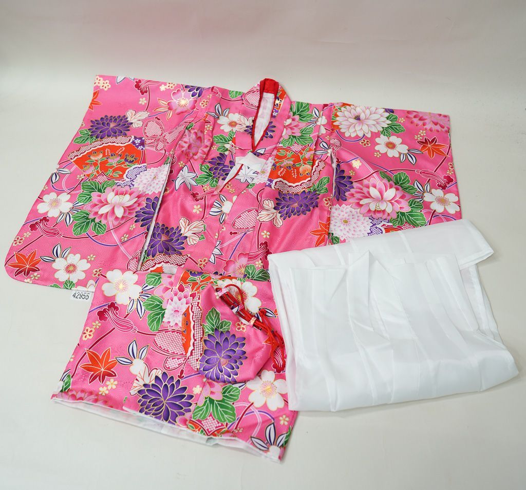 七五三 着物 長襦袢 セット 3才 七五三 三歳 女児 着物 長襦袢 巾着 3点セット ピンク地 祝着 三才 3歳