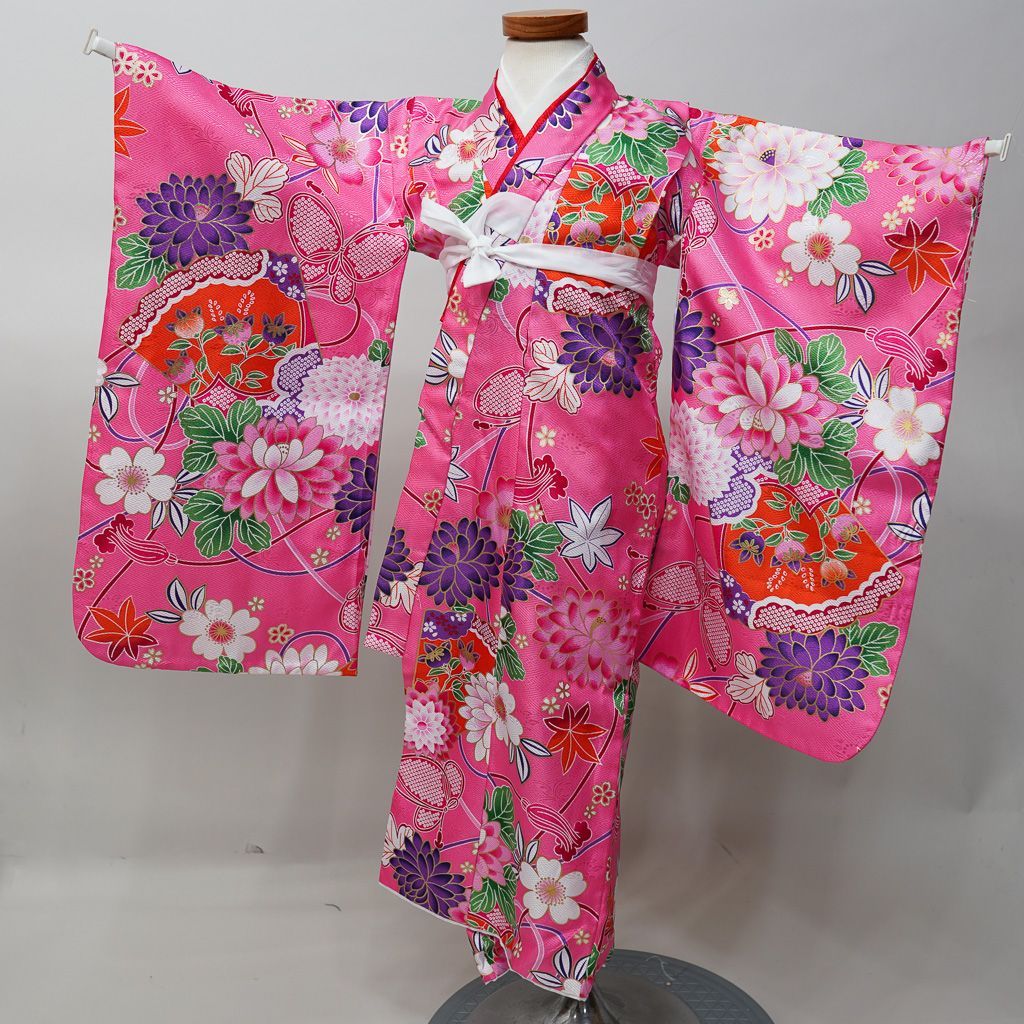 七五三 三歳 女児 着物 長襦袢 巾着 3点セット ピンク地 祝着 三才 3歳