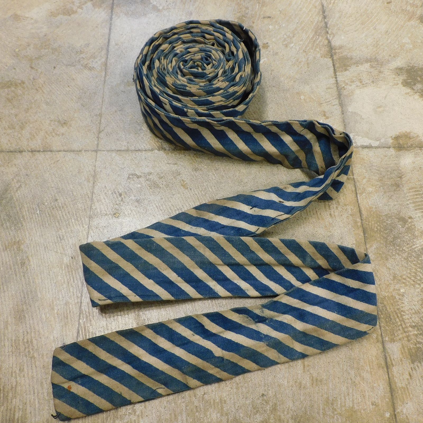 庄内帯 木綿 真田帯 4m以上 HK-a-05765 / 角帯 男帯 藍 木綿 紐 藍染 リメイク 襤褸 ボロ BORO 古裂