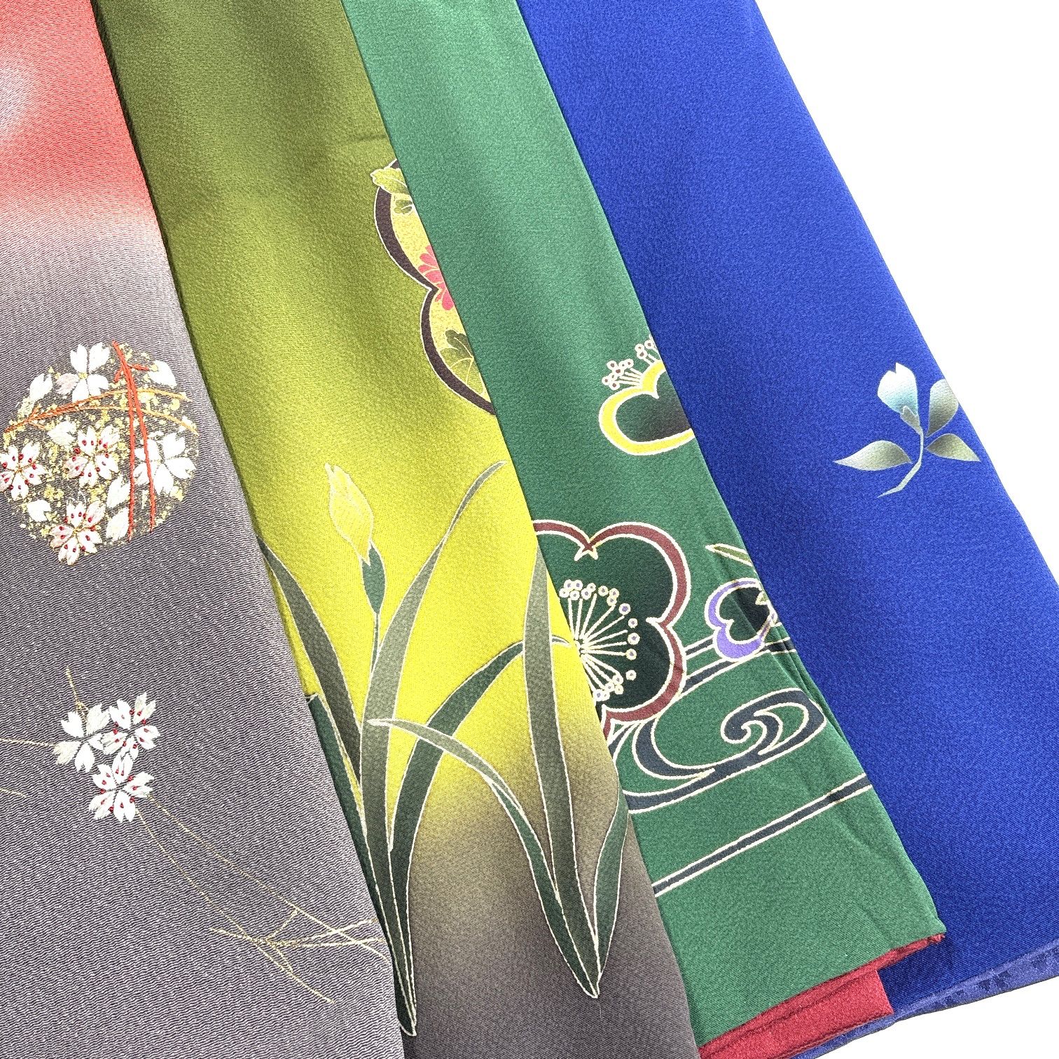 振袖 4枚 正絹 着物まとめ売り 同梱購入歓迎 リメイク用 着付け練習用