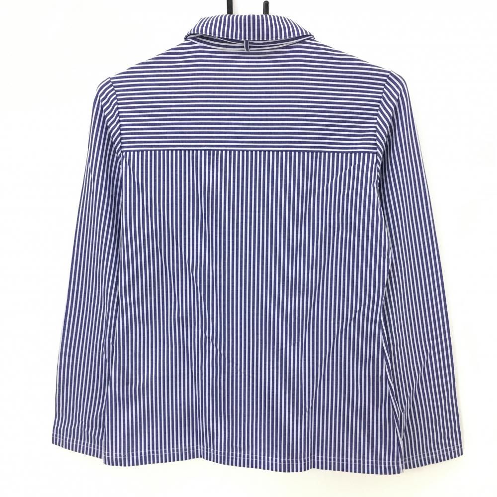 超美品】ジュンアンドロペ 長袖ポロシャツ ブルー×白 ストライプ