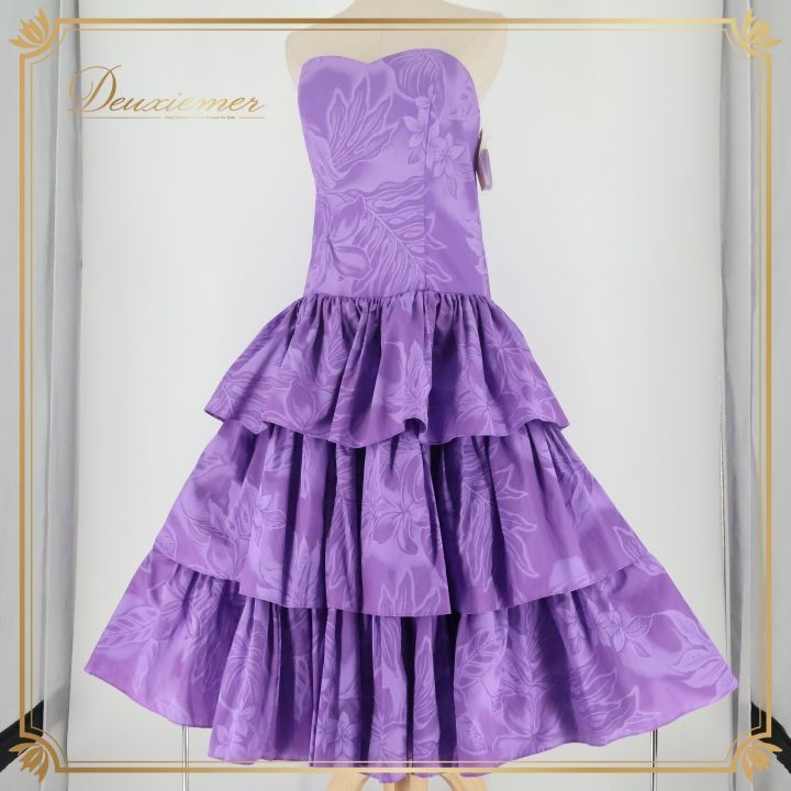 【美品 ハワイ製 フラダンス衣装】パープル u'ino! ワンピース ドレス 紫 フラダンス 衣装 ワンピース ドレス パープル系 u'ino! フラ ダンス