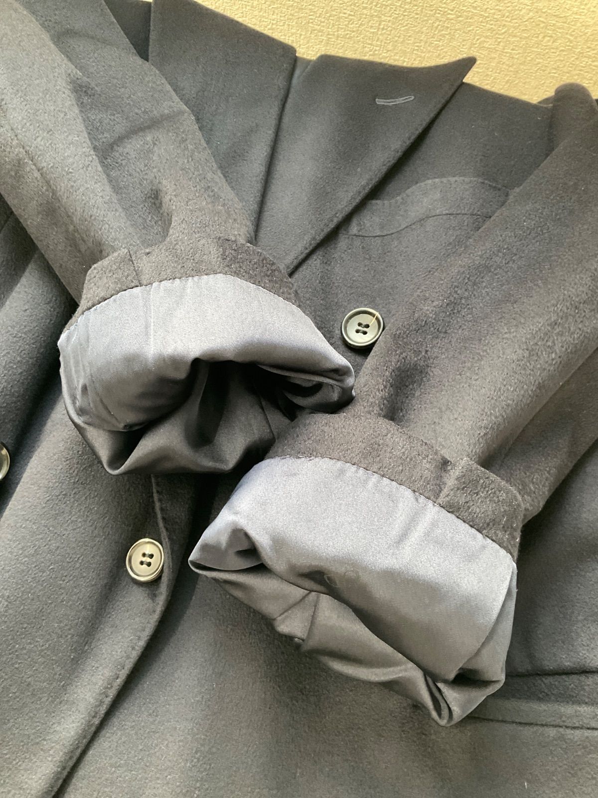 クリスチャンディオール カシミア100% チェスターコート ネイビー S