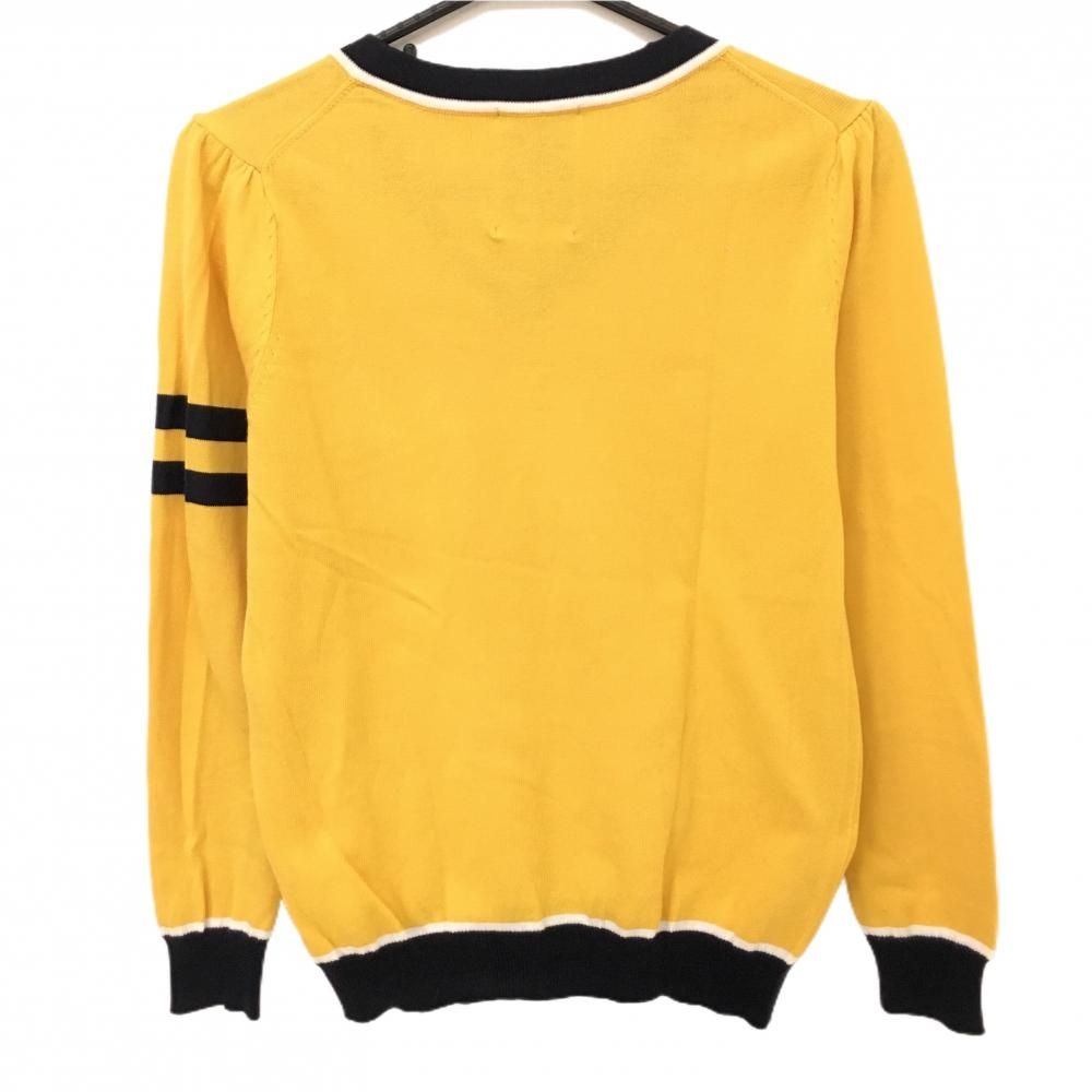 超美品】ジュンアンドロペ セーター イエロー×ネイビー コットン混 袖