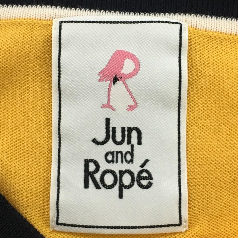超美品】ジュンアンドロペ セーター イエロー×ネイビー コットン混 袖