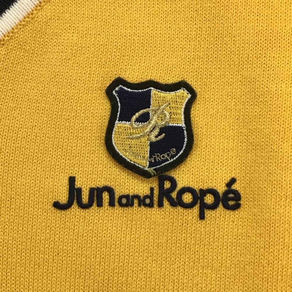 超美品】ジュンアンドロペ セーター イエロー×ネイビー コットン混 袖