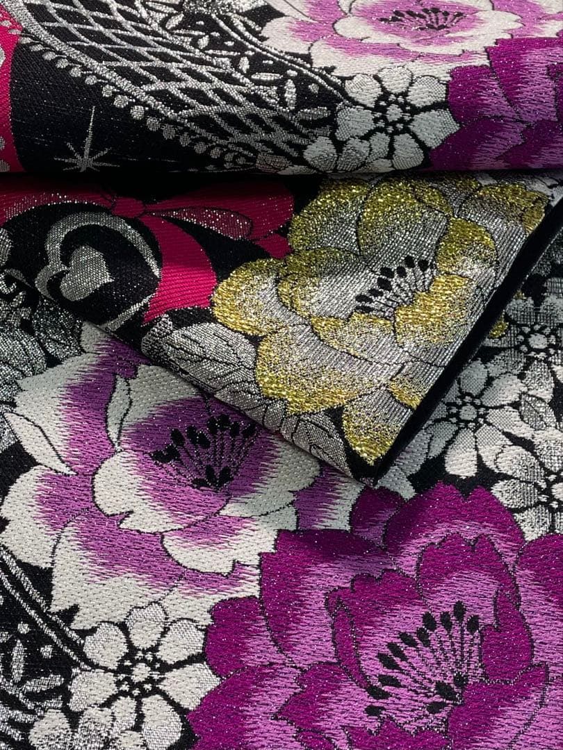 袋帯 振袖用 モダン 金糸 銀糸 正絹 六通 SA063 - メルカリ