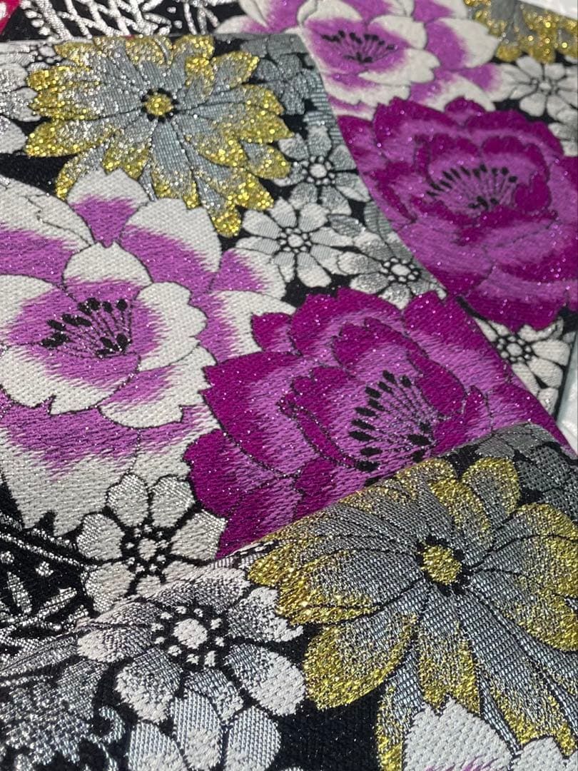 袋帯 振袖用 モダン 金糸 銀糸 正絹 六通 SA063 - メルカリ