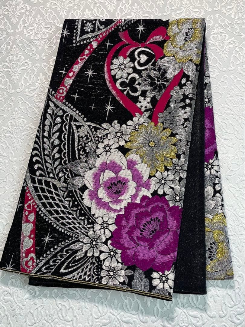 袋帯 振袖用 モダン 金糸 銀糸 正絹 六通 SA063 - メルカリ