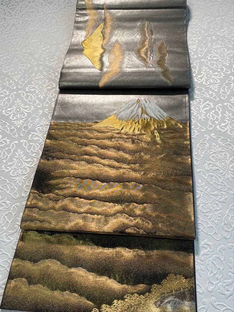 横山大観 じゅらく 袋帯 朝陽霊峰 富士山 金糸 銀糸 正絹 SA054 - メルカリ