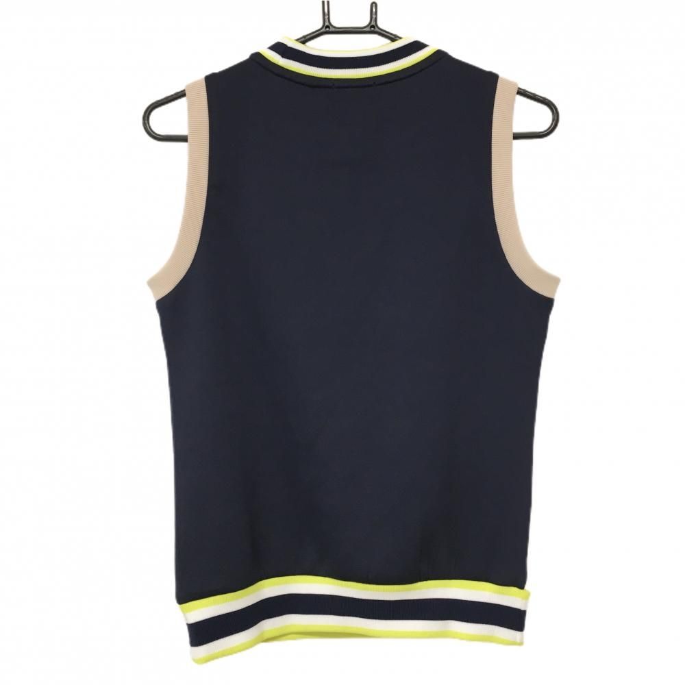 超美品】マンシングウェア ニットベスト ベージュ×ネイビー×イエロー