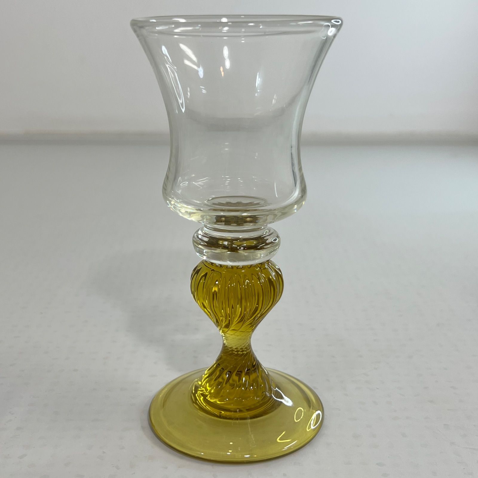 手吹き】舩木倭帆（ふなきしずほ）作 捻脚モール ワイングラス 2個