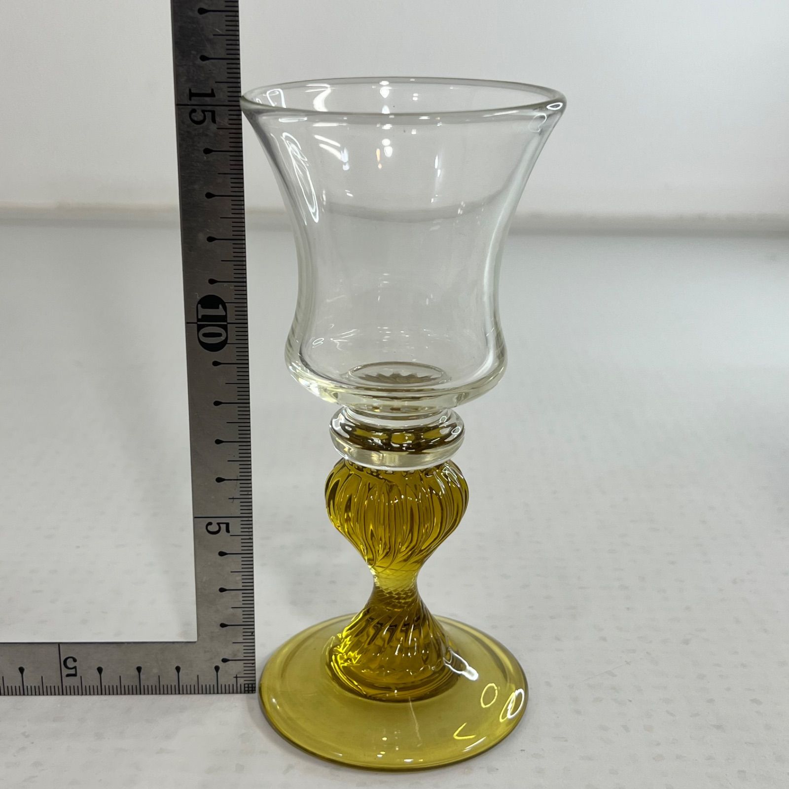 手吹き】舩木倭帆（ふなきしずほ）作 捻脚モール ワイングラス 2個