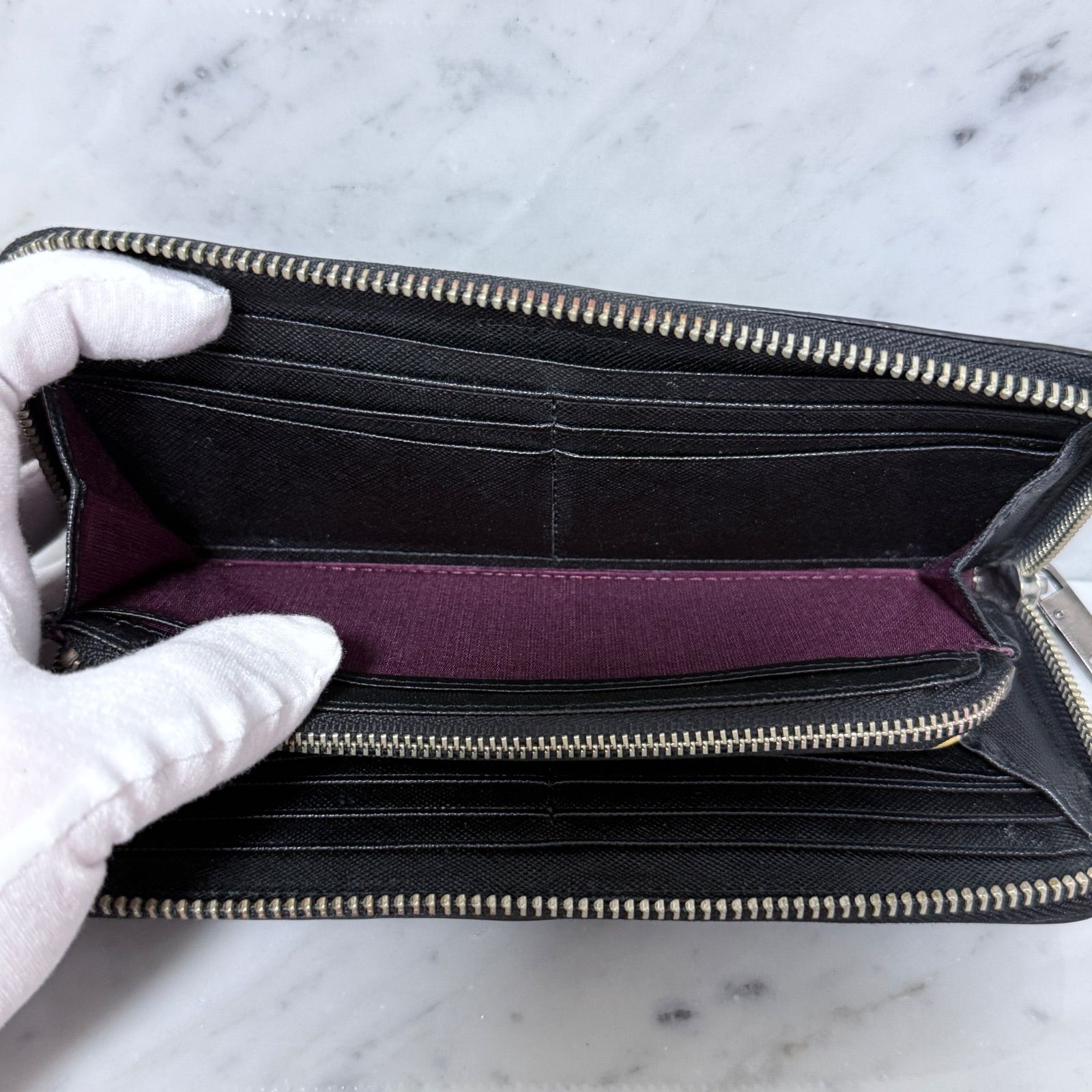 Paul Smith ポールスミス 長財布 レザー ブラック ボタン ハート 長