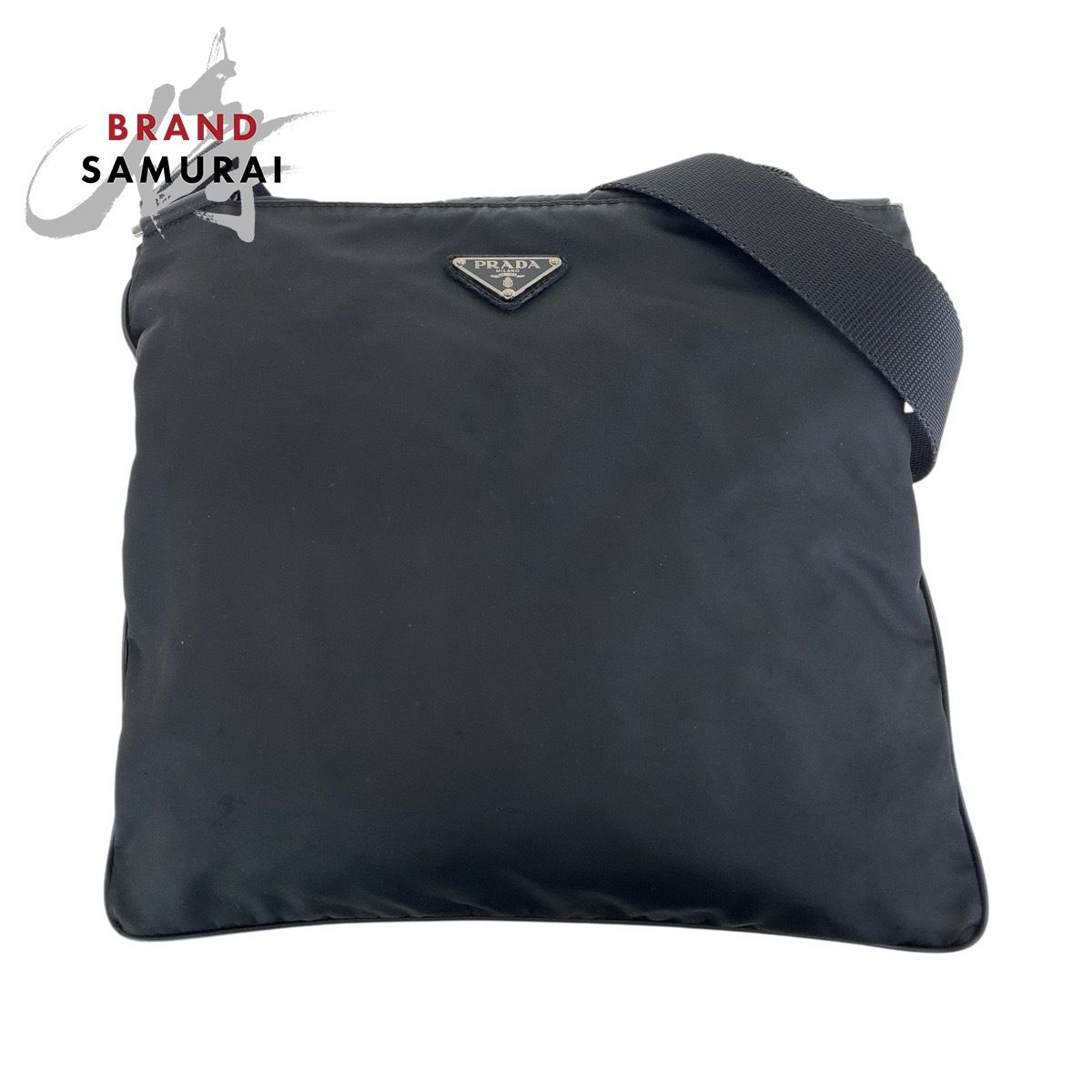 PRADA プラダ テスート 三角ロゴプレート ブラック 黒 シルバー金具