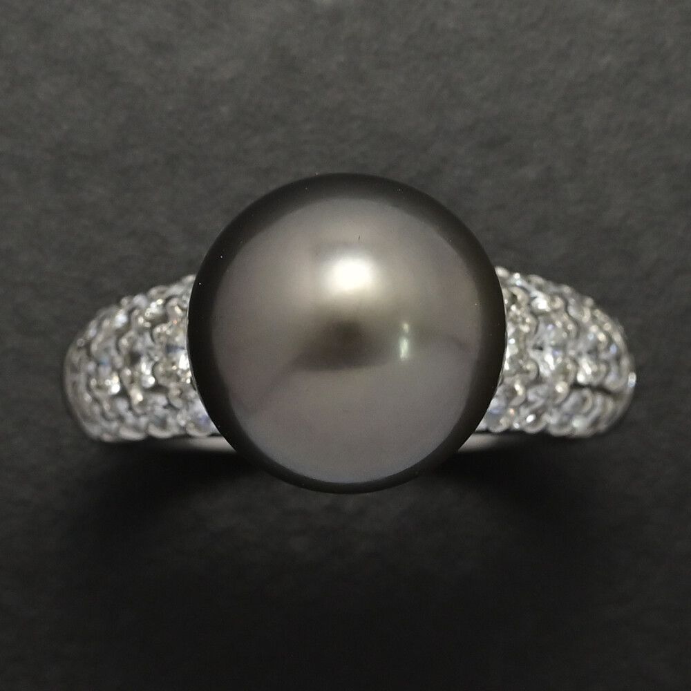 12.0mm D:1.48ct/黒蝶真珠/クロチョウ/タヒチパール/ダイヤモンド