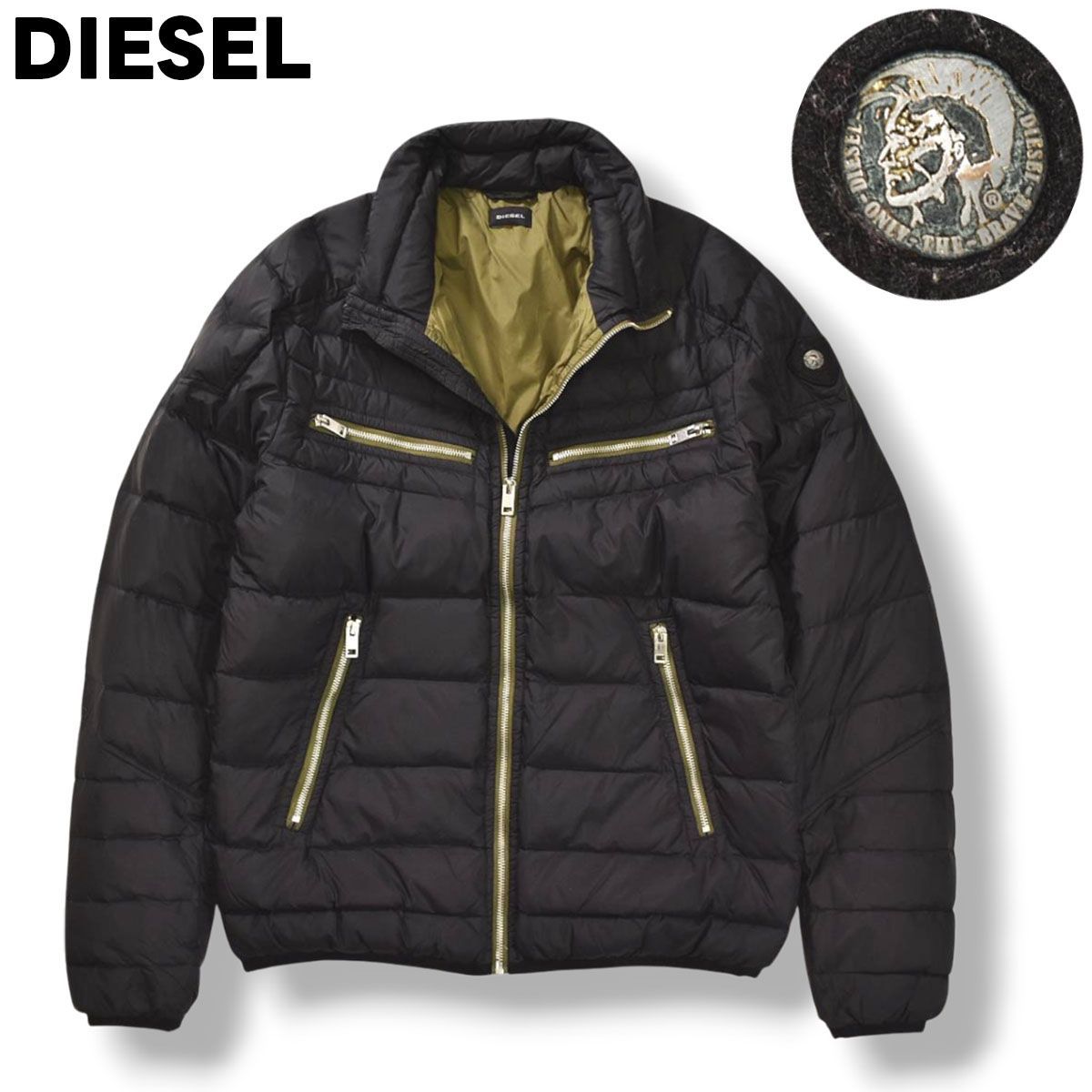 DIESEL ディーゼル ダウン ジャケット メンズ ロゴ入り ブラック