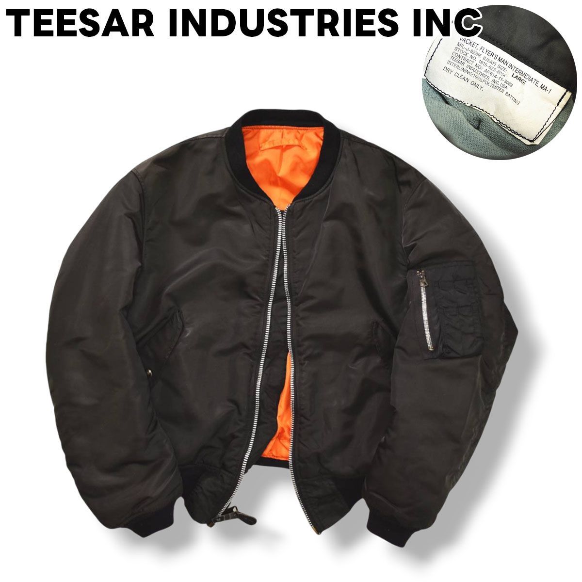 80s90sヴィンテージ TEESAR INDUSTRIES INC テッサー社 MA-1 フライト 