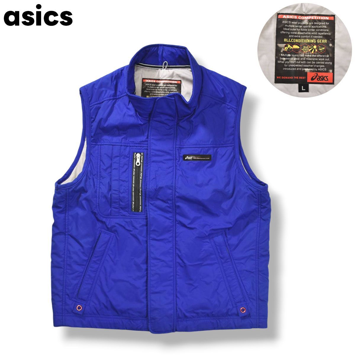 90s ヴィンテージ 日本製 アシックス asics 中綿 ナイロン ベスト 裏地