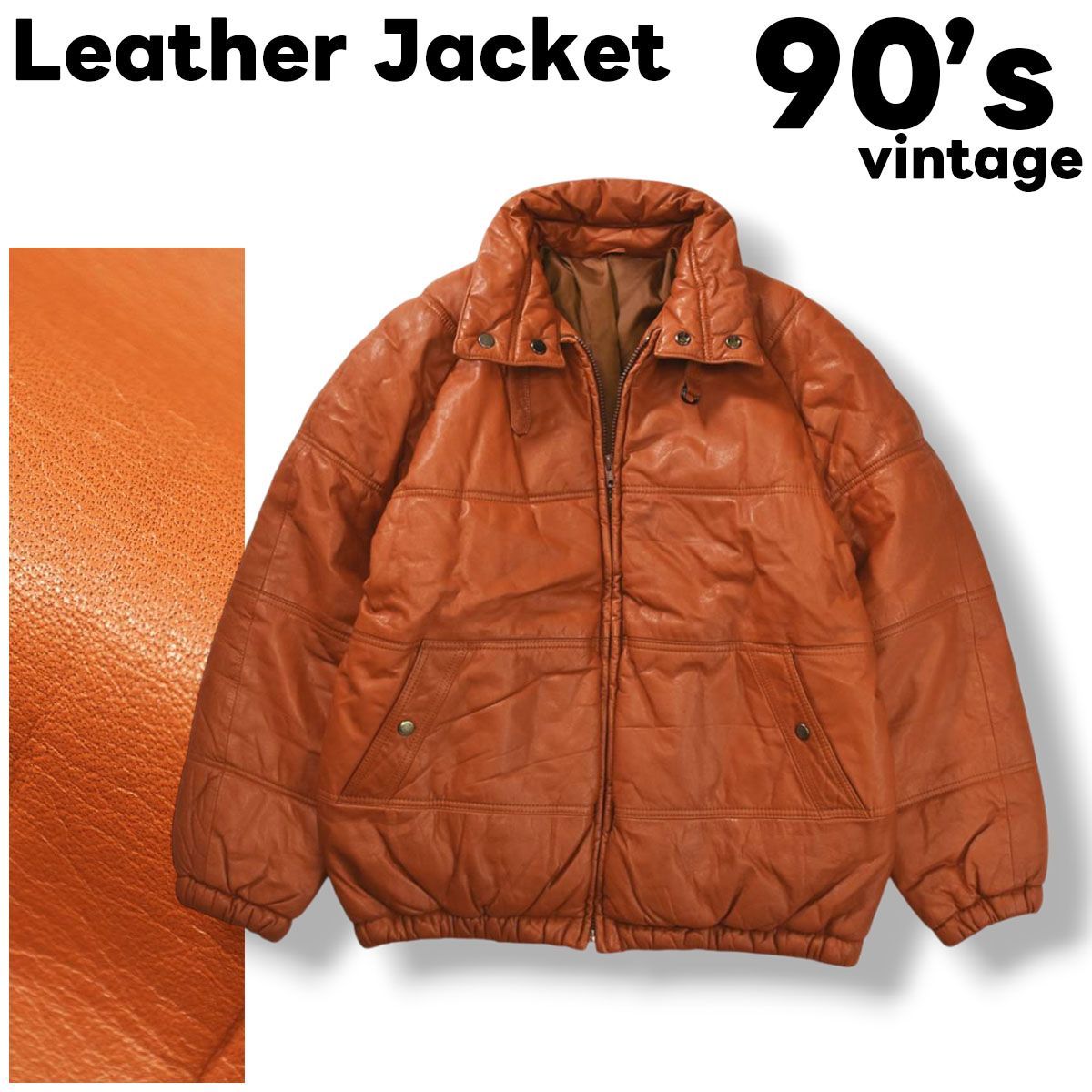 90s ヴィンテージ 日本製 unknown 牛革 カウハイド キルティング