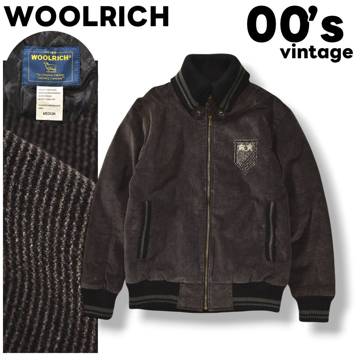 80s USA製 Woolrich ウール ジャケット L ベージュ系 チェック柄