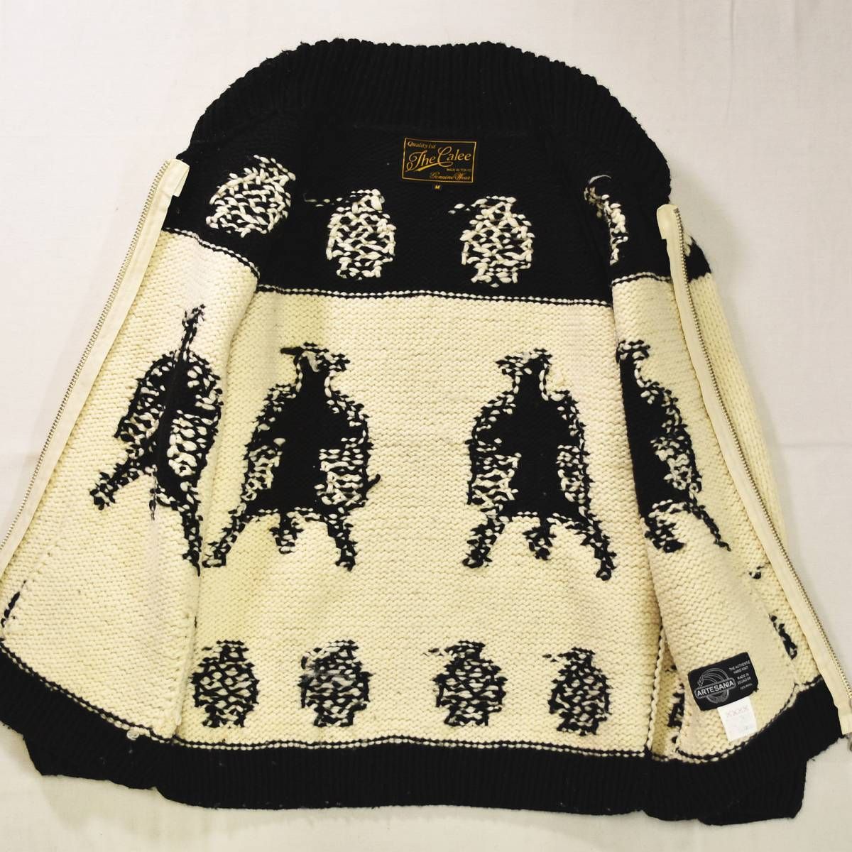 The Calee エクアドルニット ダブルジップ カウチン サンダーバード M エクアドル製 キャリー THE CALEE サンダーバード柄 フルジップアップ