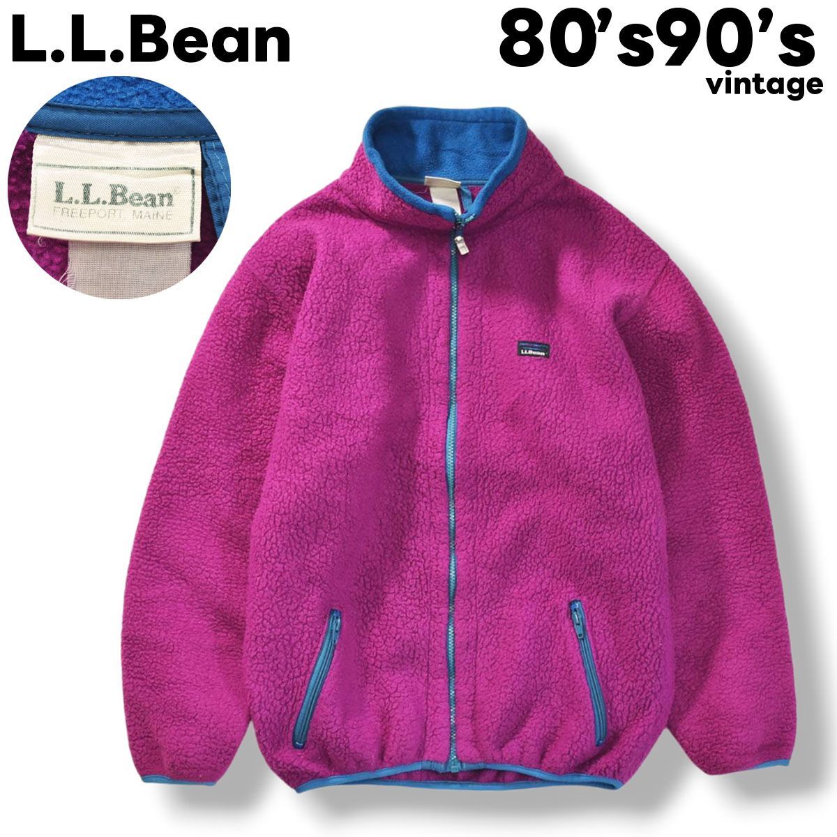 90s L.L.bean エルエルビーン フリースジャケット 古着 ピンク 日本 