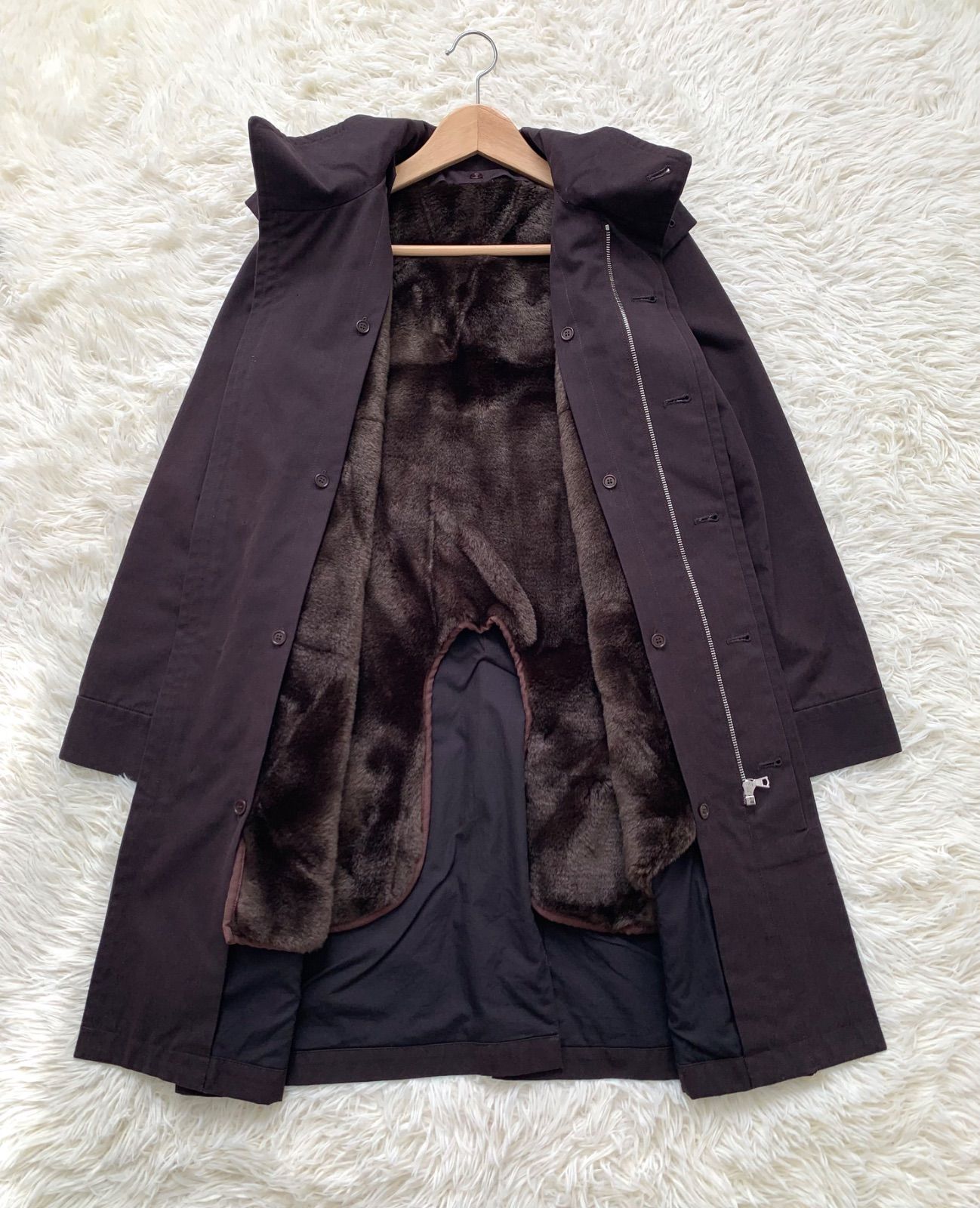 MARGARET HOWEL お買い得品 ダークブラウン ファーライナー付き ロング