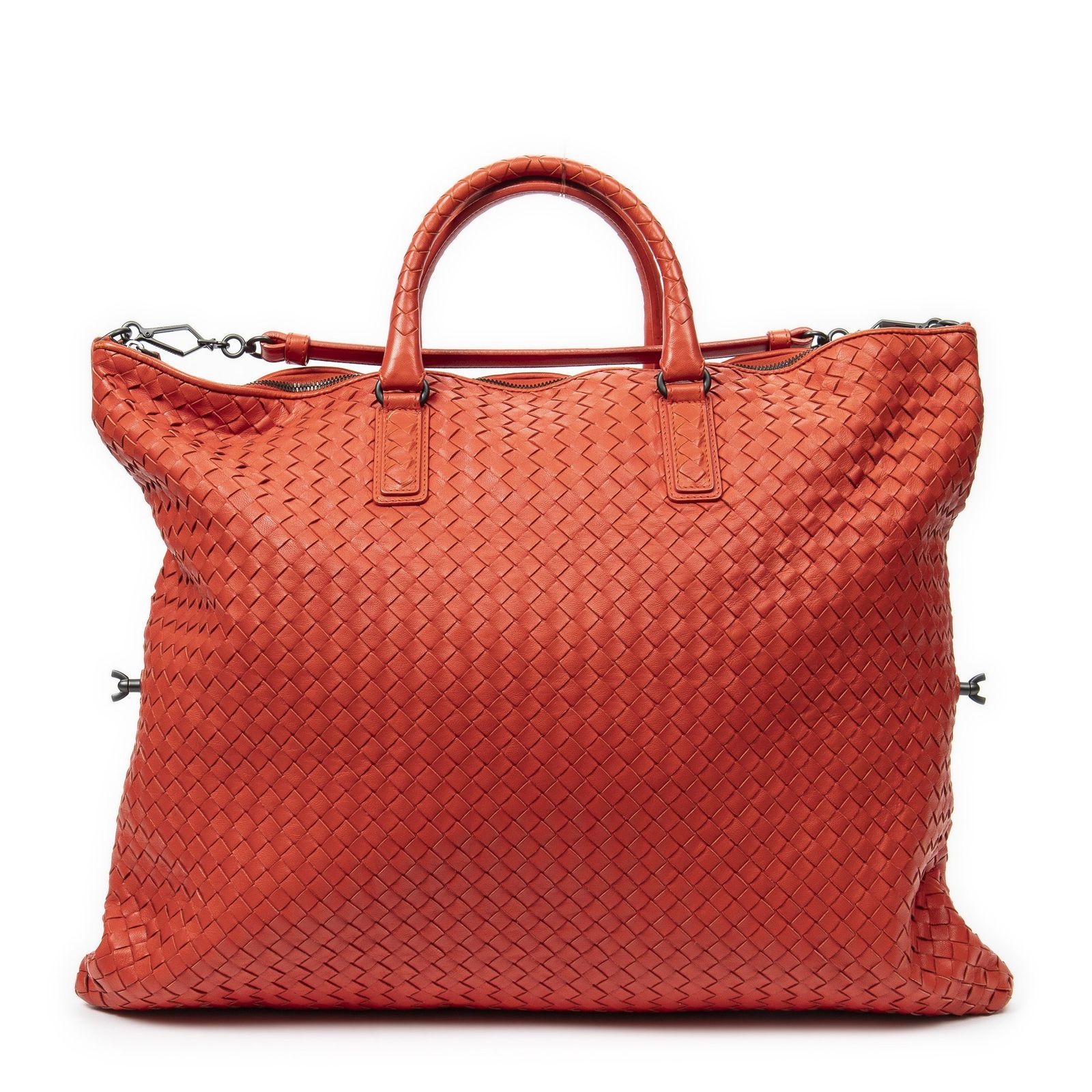 中古] BOTTEGA VENETA ボッテガヴェネタジップショッピングトート赤