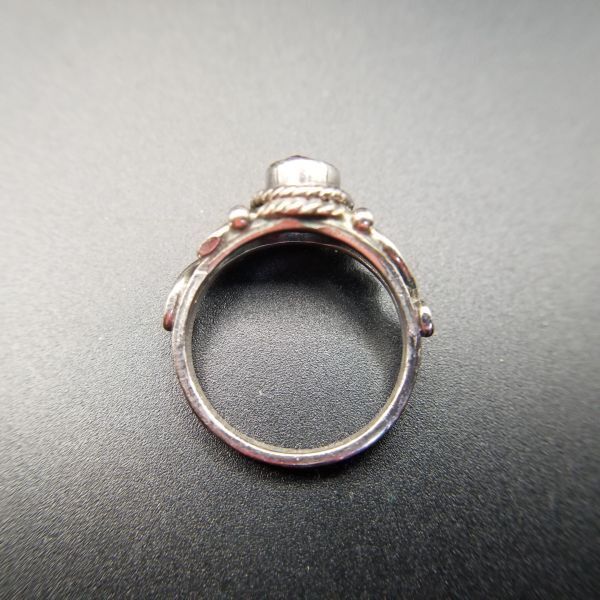 アメジストガラス オーバル ケーブルリム 925 シルバー ヴィンテージ