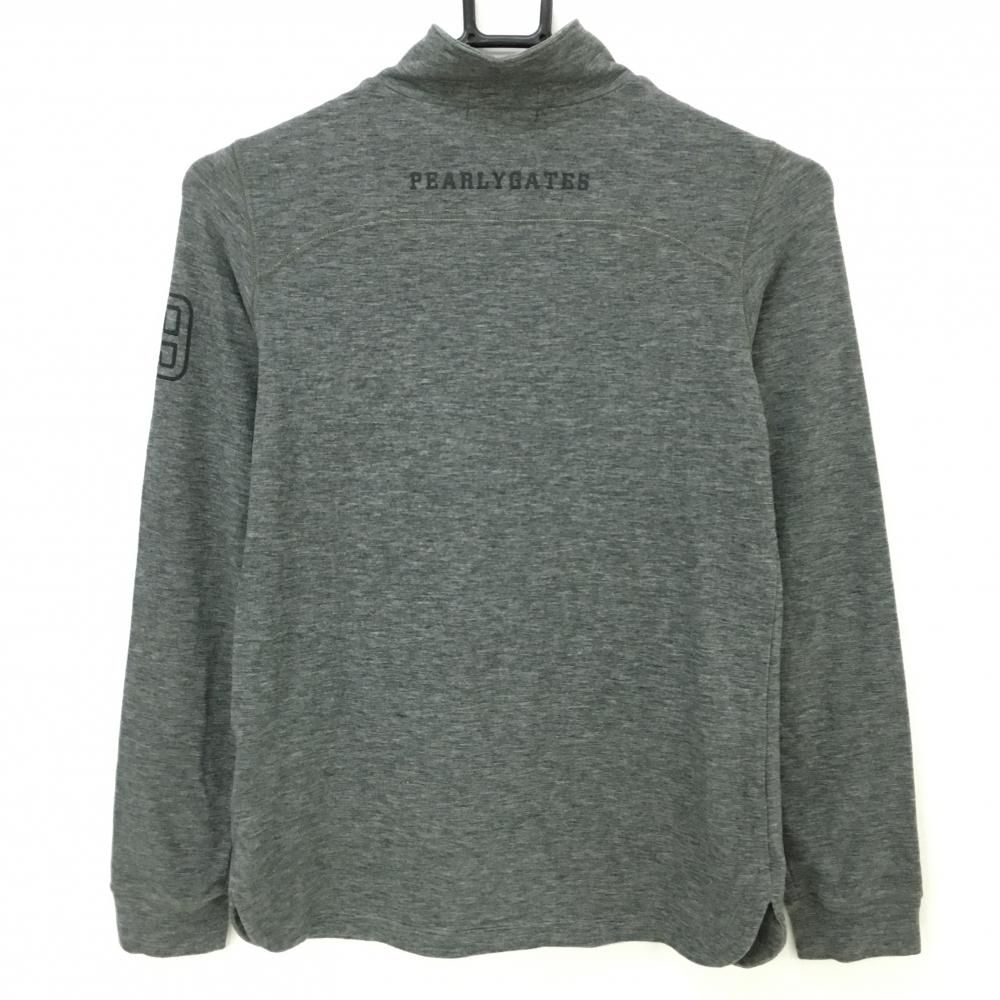 パーリーゲイツ 長袖ハイネックシャツ 杢グレー ハーフジップ 胸ロゴ