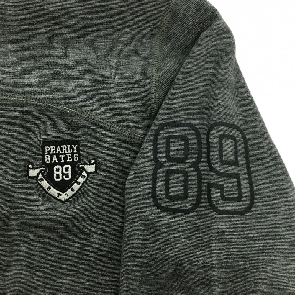 パーリーゲイツ 長袖ハイネックシャツ 杢グレー ハーフジップ 胸ロゴ