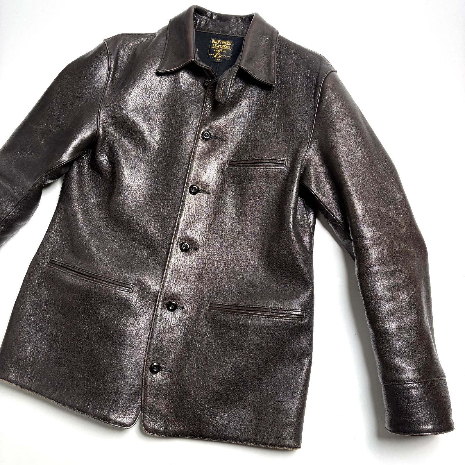 日本製】FINE CREEK LEATHERS レザージャケット 黒 42 馬革 ギルモア