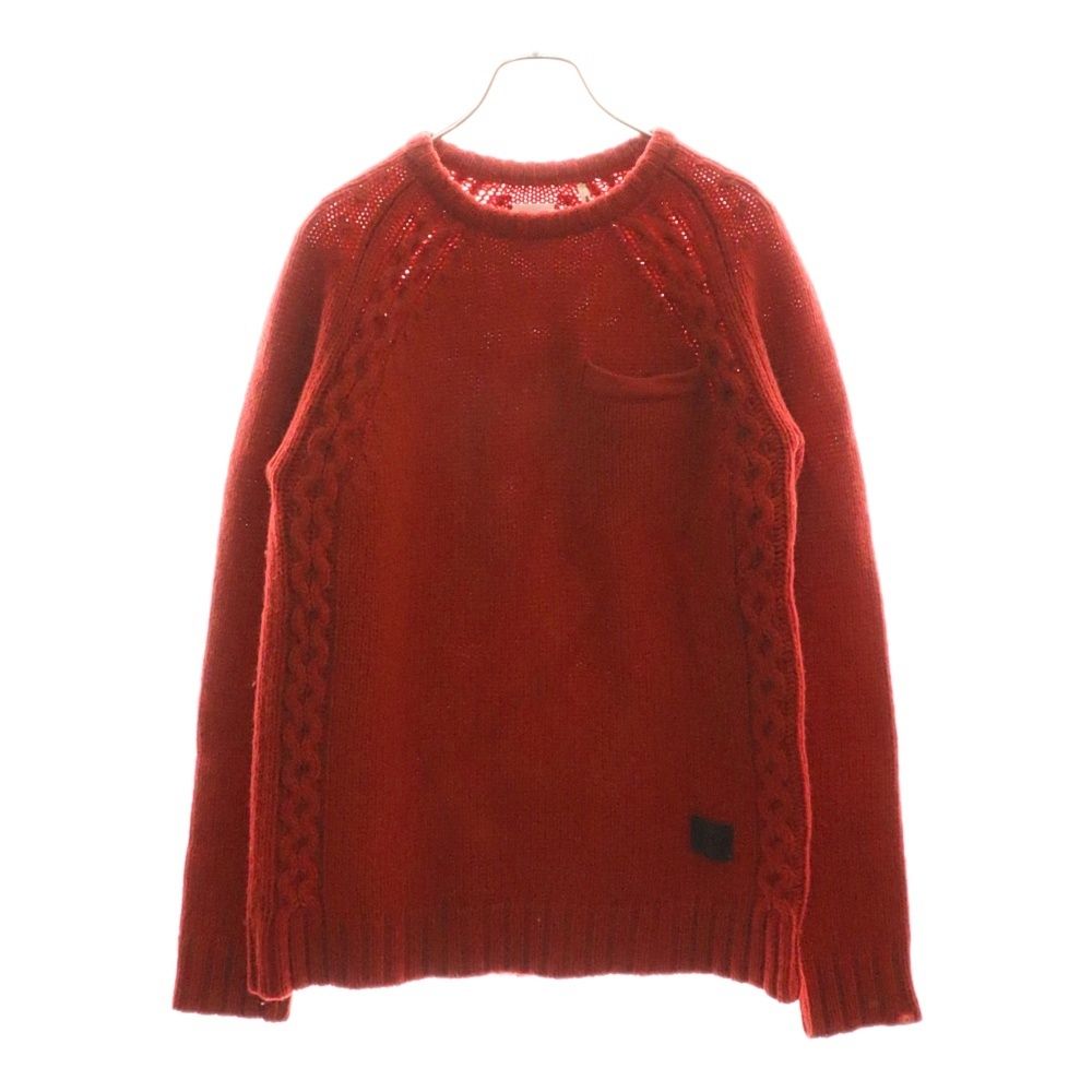 BEDWIN u0026 THE HEARTBREAKERS (ベドウィンアンドザハートブレーカーズ) ケーブルライン クルーネック ウールニット セーター レッド