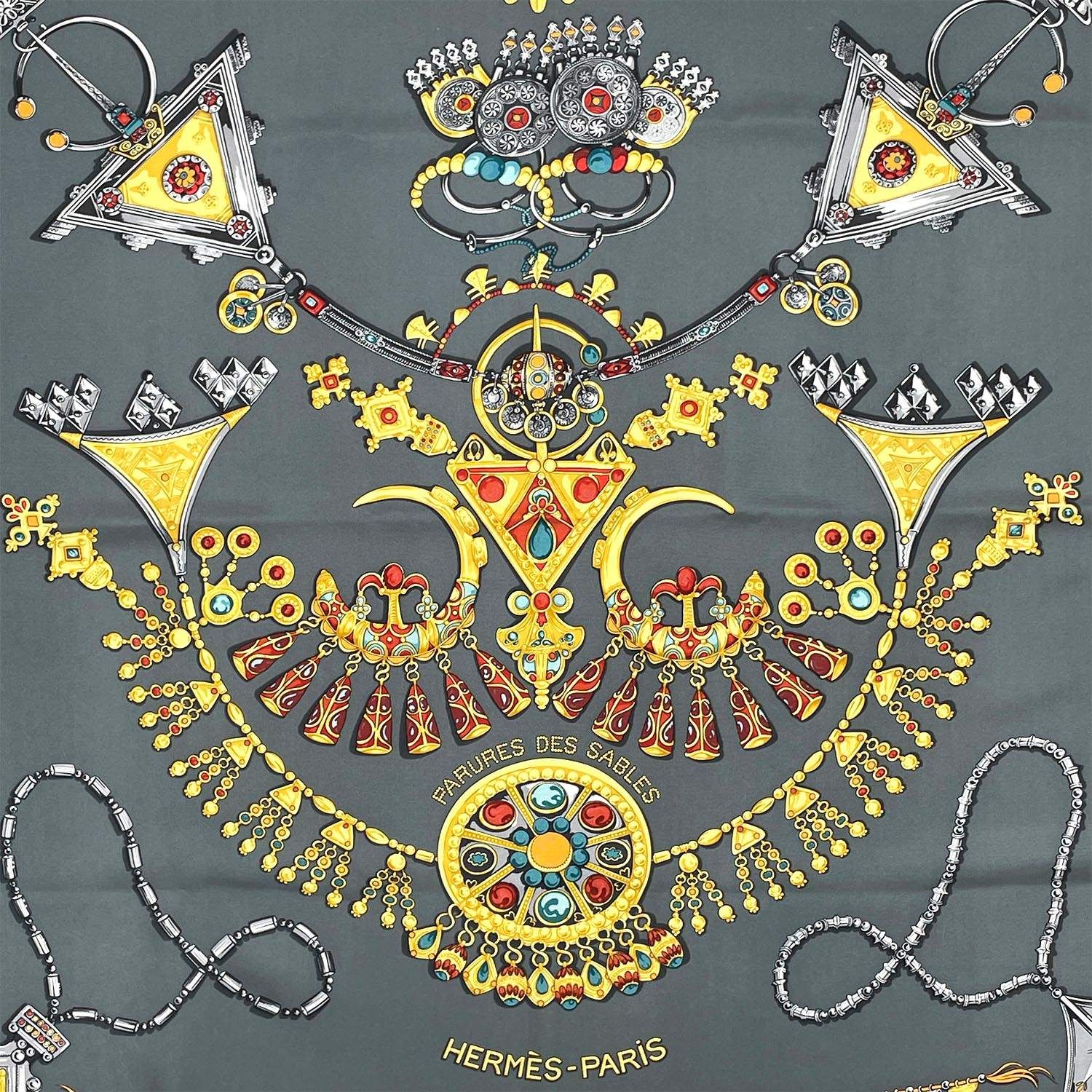 HERMES/エルメス カレ90 砂漠のアクセサリー シルク スカーフd_145 HERMES/エルメス カレ90 砂漠のアクセサリー シルク スカーフd_145