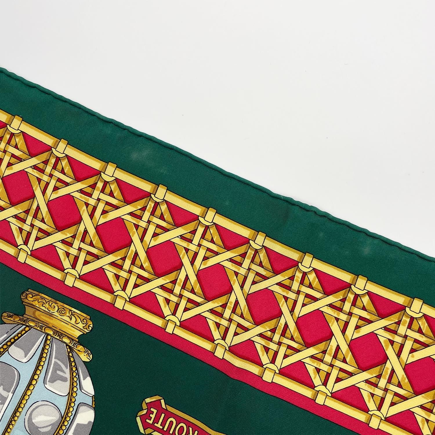 HERMES カレ90 FEUX DE ROUTE 馬車のランタン シルクスカーフ ランプ