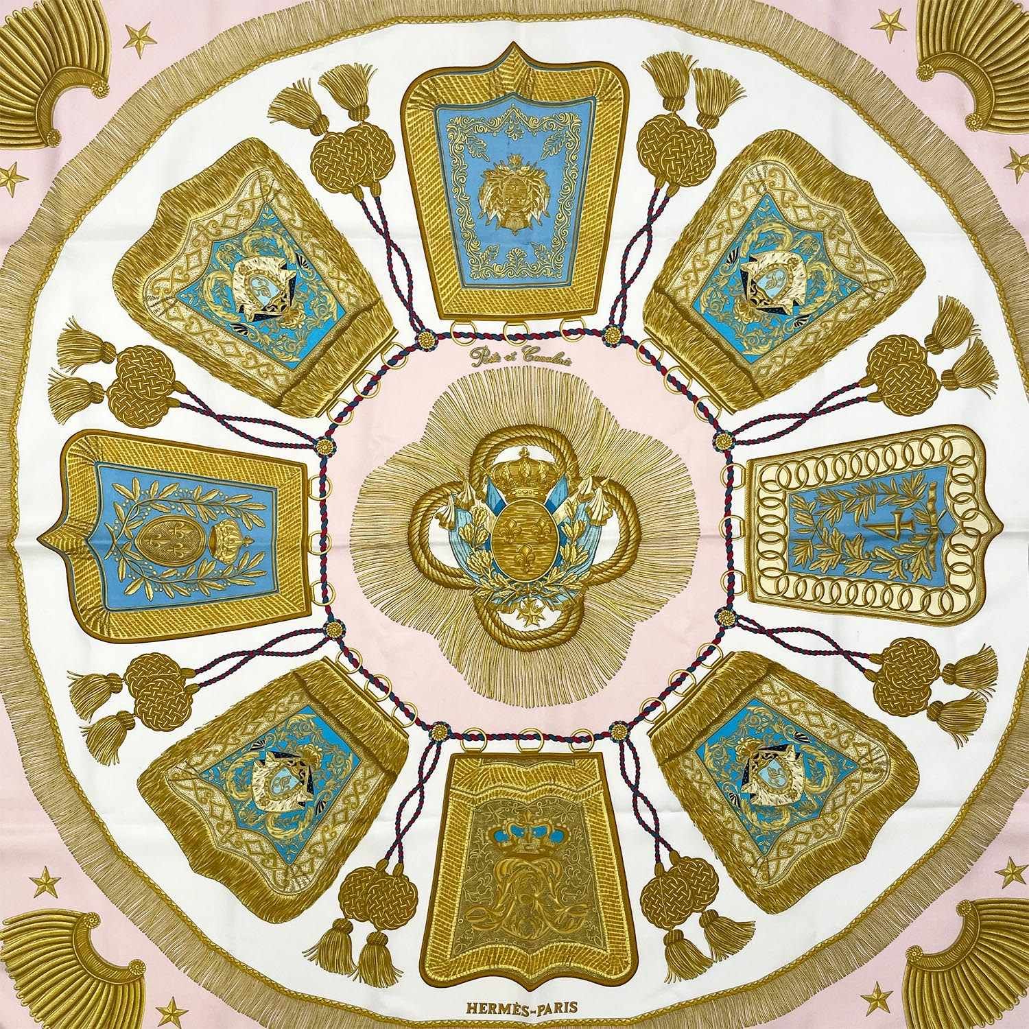 HERMES エルメス カレ90 POSTE ET CAVALERIE サーベル飾り袋 シルク