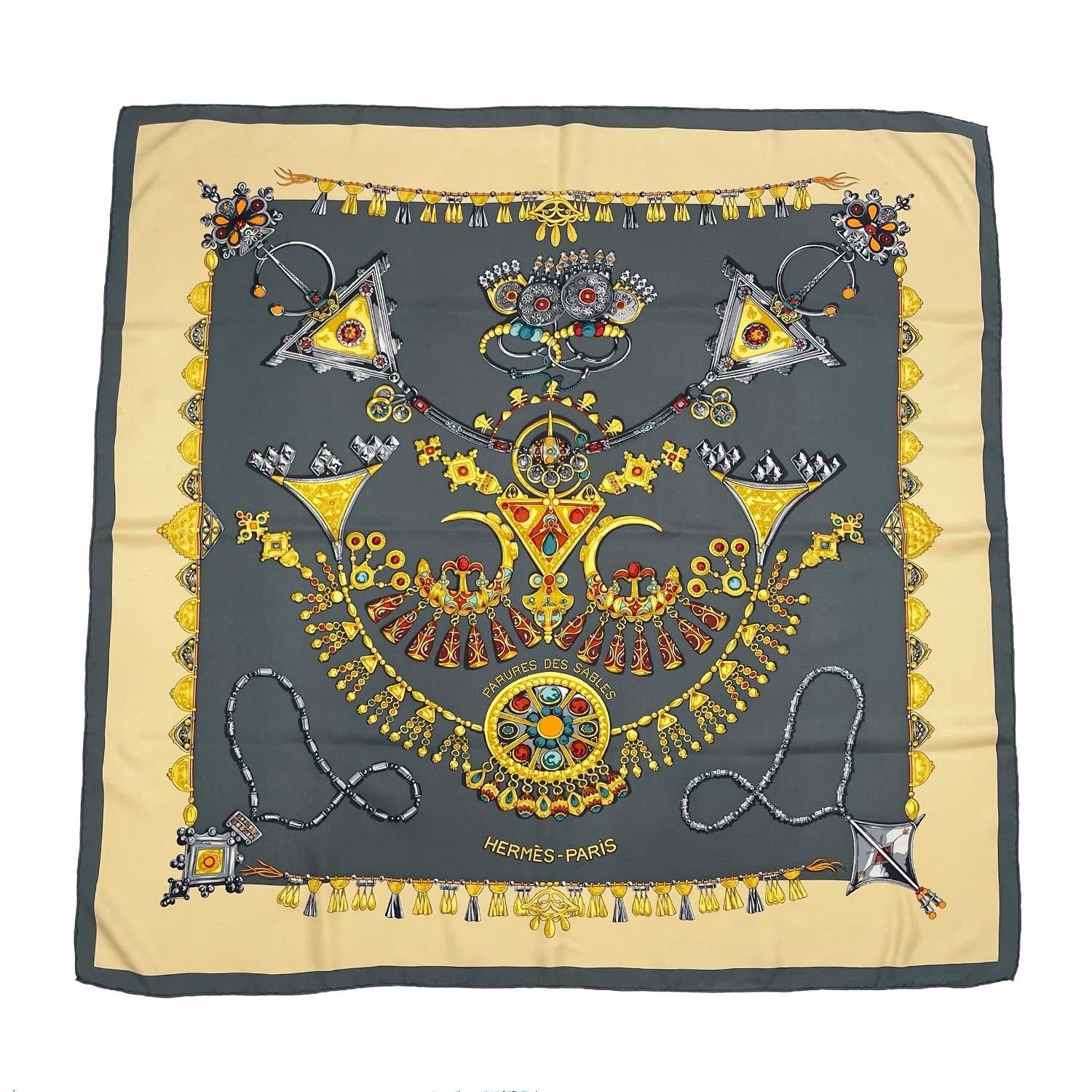 HERMES エルメス カレ90 PARURES DES SABLES 砂漠のアクセサリー