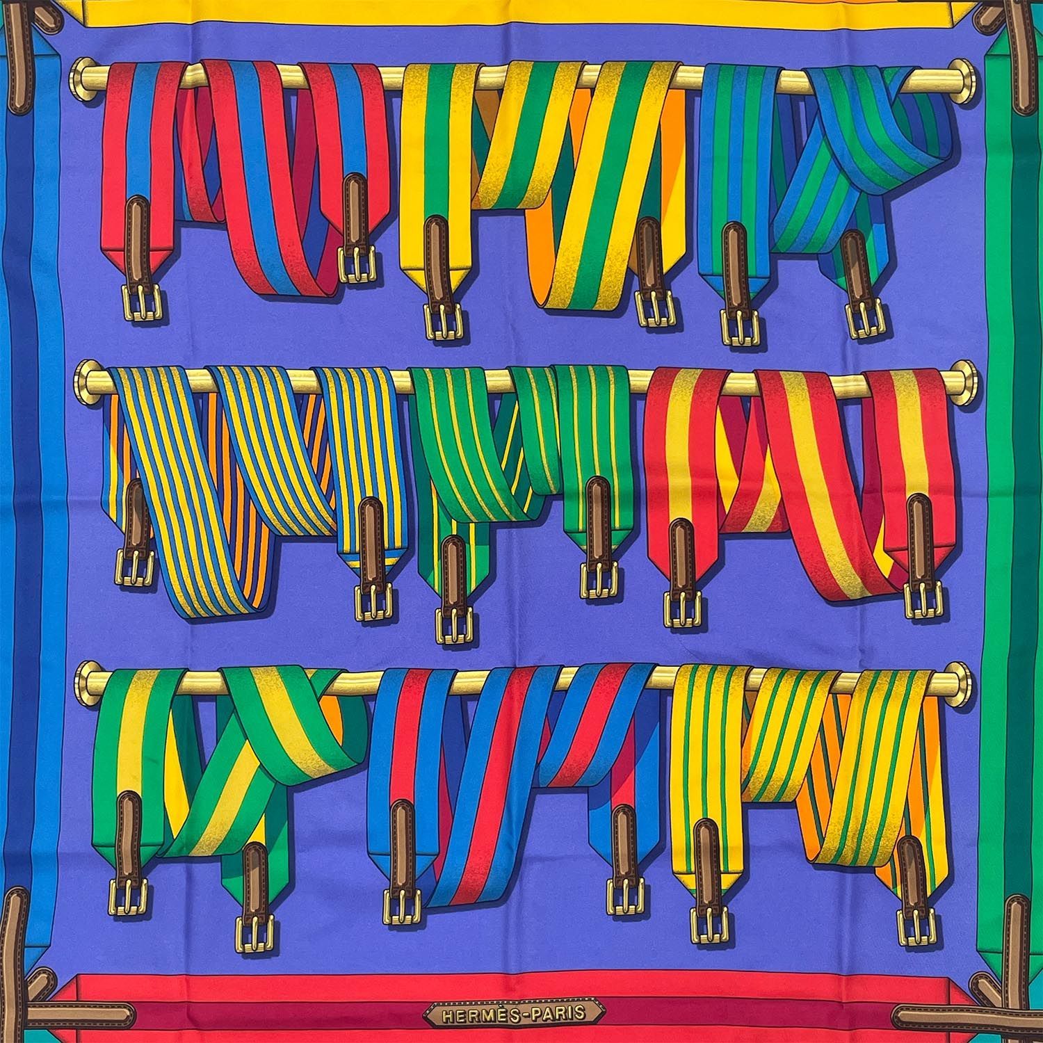 HERMES エルメス カレ90 Les Sangles 腹帯 シルクスカーフ ヨアキム